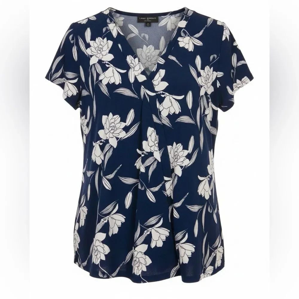 Lane Bryant Blue and White Flutter Sleeve Floral Blouse - Size 18/20